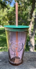 STARBUCKS Recycled Glass Cold-To-Go Cup Light Peach 16 Fl Oz Grande Size