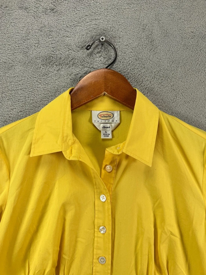 Talbots Womens Petites Tops Yellow Blouse Button Up Long Sleeve Shirt Size 6 - Image 2 of 4