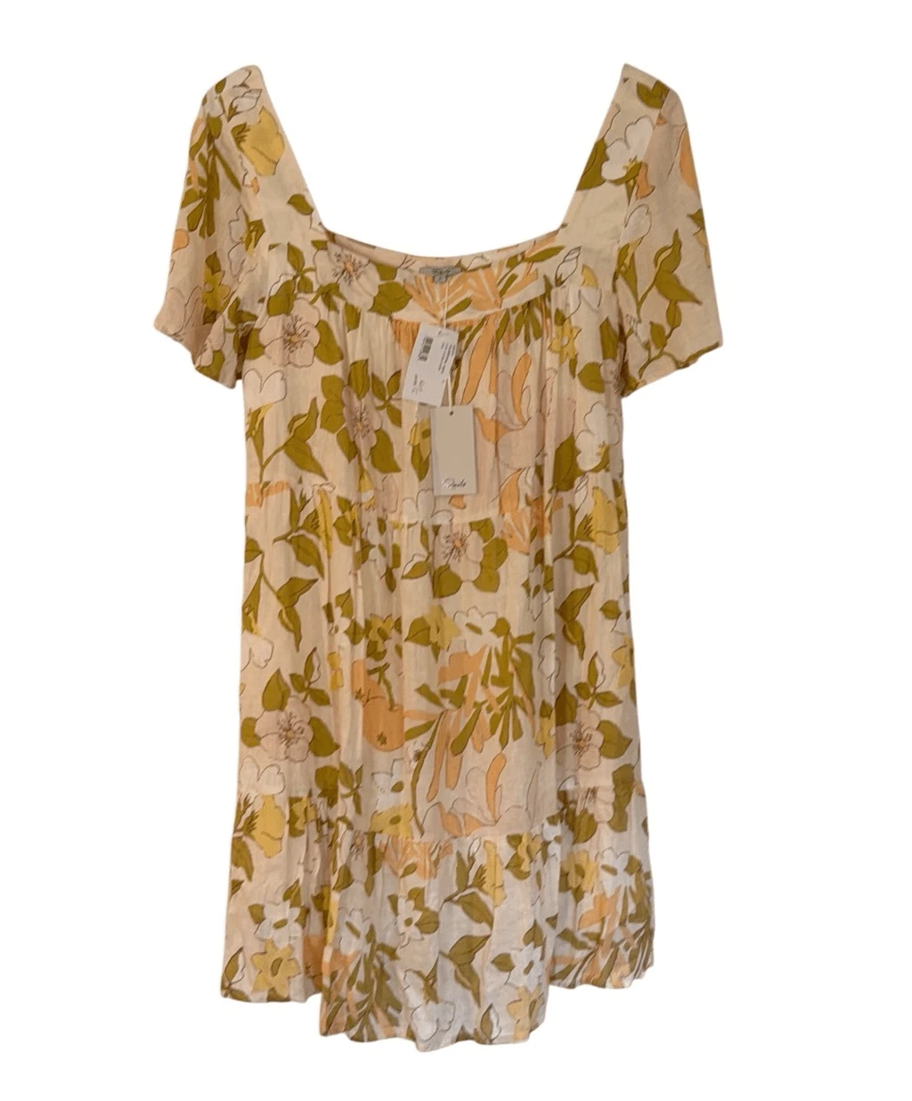 VALENTINO Abito a strati floreale agrumi Valentina Rails nuovo con etichetta grande $188