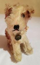 Vintage Steiff Molly Hund 4" mohair dog with glass eyes ,collar and swivel head