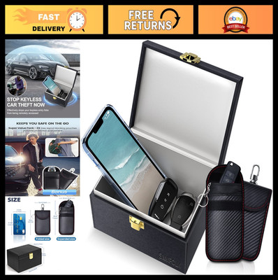 Faraday Box & Bags Set for Car Keys - Signal Blocking Keyless Entry Safe, Anti-T