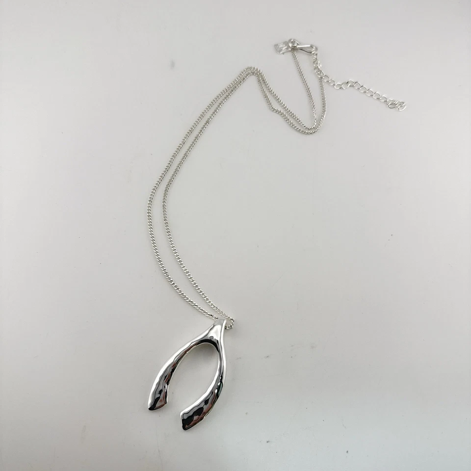 Collar Robert Lee Morris RLM Wishbone Modernista Blanco Bronce Colgante QVC Foto 3 de 4