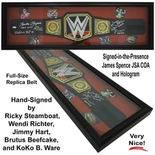 Beefcake Richter Steamboat Ware Signed WWE Replica Belt in Display Case -JSA COA