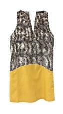 THML Shift Dress Black Ivory Gold Sleeveless Silky Chemise Size Small