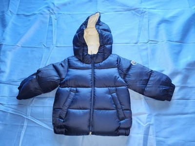 MONCLER ENFANT DOWN PUFFER JACKET MACAIRE LOGO-PATCH PADDED JACKET NAVY-BLUE...