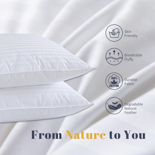 ® Cuscini in Piuma d'Oca Queen Size Set di 2 Morbidi Soffici Lusso Hotel Col... - Foto 2 di 7
