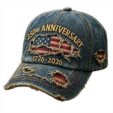 250th US Anniversary Denim Hat 1776  2026 Simulation print Patriotic Baseball Cap