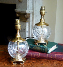 Pair Crystal glass table lamps Desk Bedside lamp bases