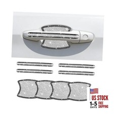 8PCS Bling Car Door Handle Protector, Crystal Rhinestone Vehicle Black/White