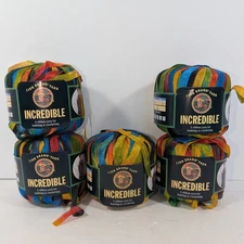 LOT 5 BALLS NYLON INCREDIBLE LION BRAND RIBBON YARN #520 City Lights LOT #0966