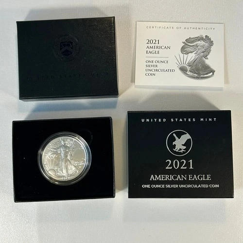 2021 W American Silver Eagle 1 oz Silver Uncirculated Coin OGP COA