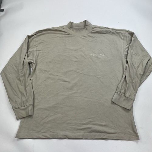 Fear of God Essentials Mock Neck Long Sleeve T Shirt Size Large Beige Tan - Picture 2 of 9