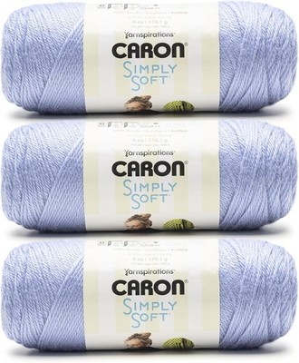 Caron Simply Soft Periwinkle Yarn - 3 Pack of 170.1g/6oz - 100%