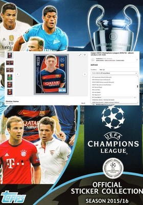 topps UEFA Champions League 2015/16 · album stickers 221-436