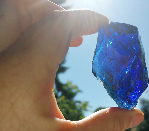 Andara Blauer transparenter Roh-Edelstein lose, Einzelstück 1 Stk., ca. 83 g