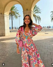 ZARA WOMAN FW24 PRINTED MIDI DRESS WITH KNOT COTTON Multicolored_8868/164 NWT_S