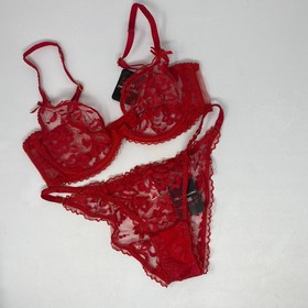 Agent Provocateur Denver Red Lace 34C/3 Set NWT