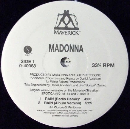 Madonna Rain 12" Maxi Vinyl Schallplatte 0249 - Bild 3 von 4