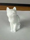 VINTAGE MOSSER SITTING CAT MILK GLASS WHITE 3" TALL