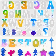 Alphabet Resin Molds with Hole, Reversed Alphabet Silicone Molds for Epoxy Resin