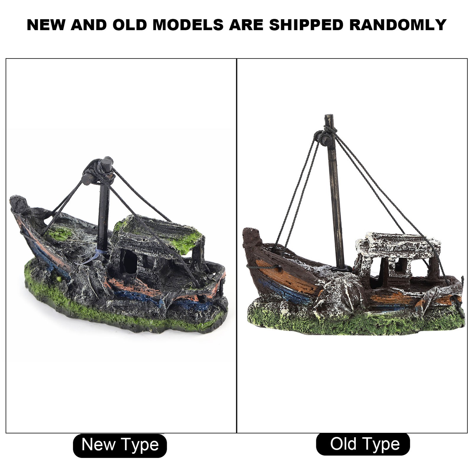 Resin Aquarium Artificial High Simulation Shipwreck Decor Hide House Fish Tank