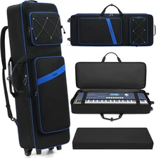 61 Key Keyboard Case with Wheels, Internal Size: 42"X 14.5"X 6", Waterproof Padd