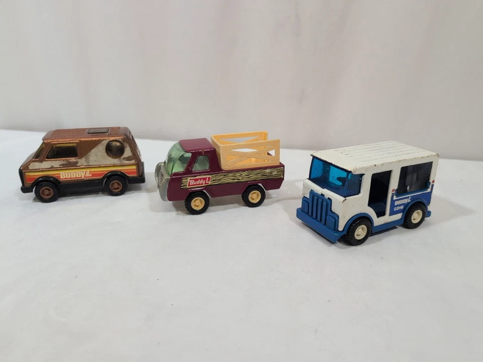 Lote De Colección De 3 Camiones De Juguete Diecast Furgonetas Buddy L Foto 2 de 4