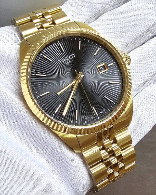 Tissot Ballade Quartz 40mm Black Dial Gold PVD Men's Watch T156