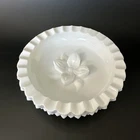 Fenton White Milk Glass Hobnail Ashtray/Trinket Dish Dogwood Flower Center