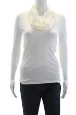 Blusa donna Rivamonti collo cappuccio maniche lunghe a costine bianca taglia S