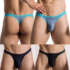 Mens See Through Jockstrap Bulge Pouch Low Rise G-String Thong Briefs Underwear