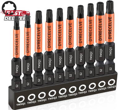 Professional 10-Pack 8 Point Torx Star & Double Square Bit Set - Premium S2 Allo