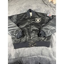 Vintage Starter NFL Pro Line Oakland Raiders Satin Varsity Bomber Jacket Black L