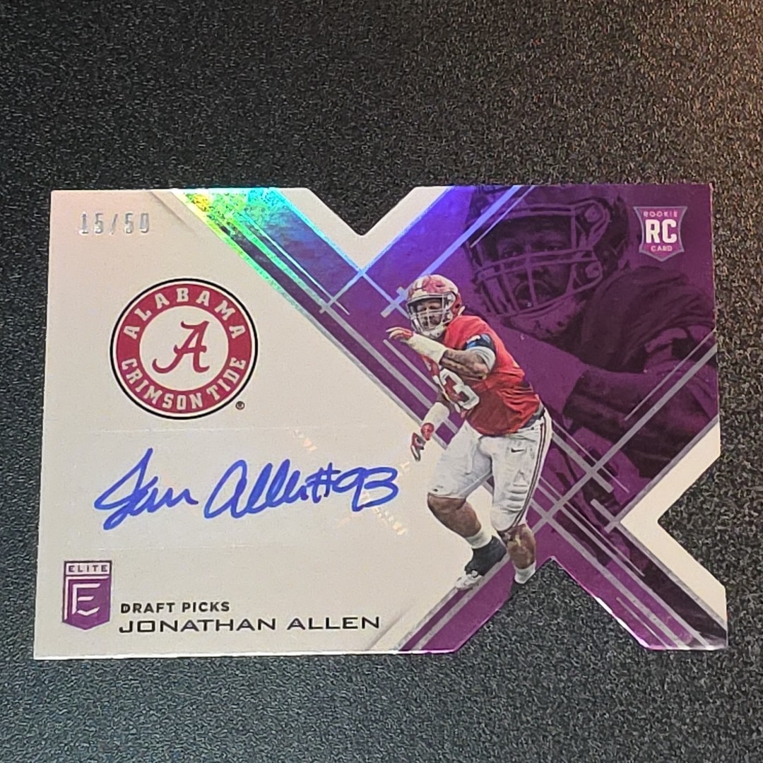 Jonathan Allen Panini Elite Draft Picks #107 Autograph-Purple Die-Cut