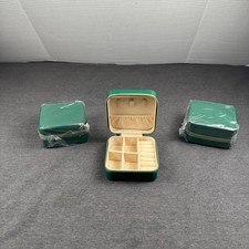 Green Faux Leather Jewelry Organizer Travel Case Zippered Storage Box