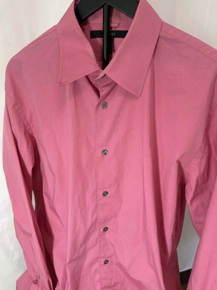 Camisa de vestir EXPRESS para hombre talla XL calce moderno rosa manga larga con botones calce ajustado Foto 3 de 4