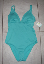 NEW - GREEN RIBBED SECRET SLIMMING SWIMMING COSTUME - SIZE 12
