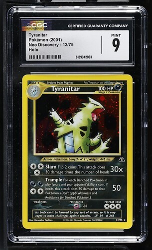 CGC 9 MINT TYRANITAR 12/75 HOLO 2001 POKEMON NEO DISCOVERY