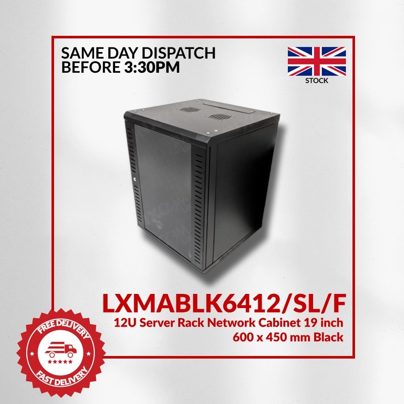 12U Server Rack Network Cabinet 19 inch 600x450mm Black