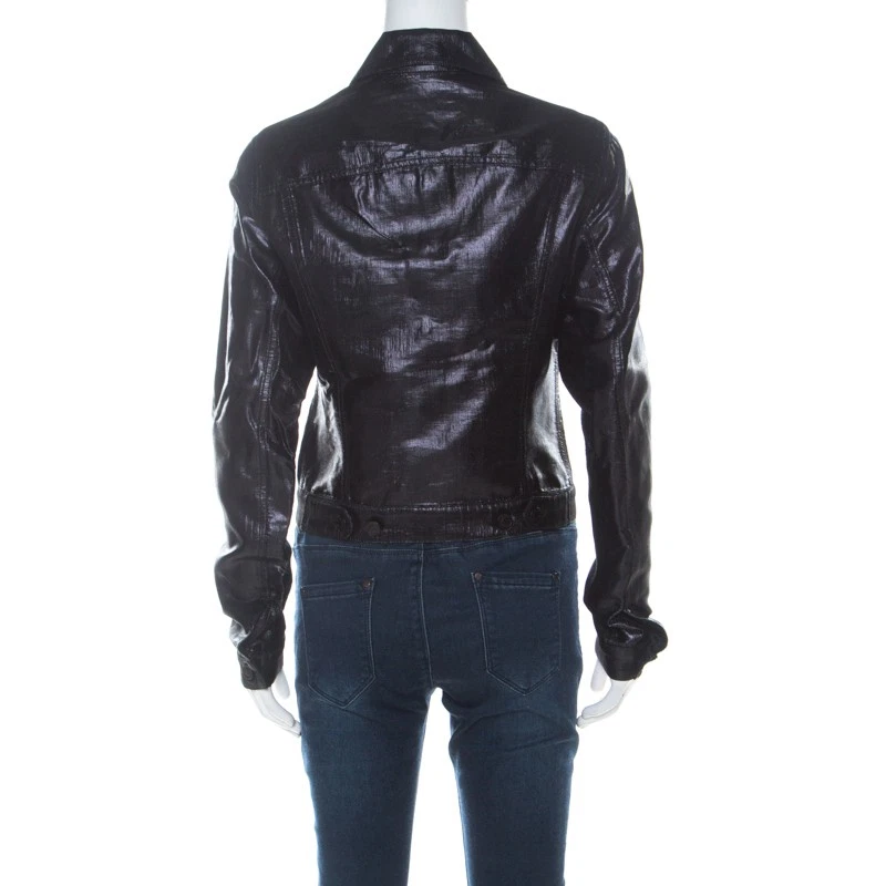 Gucci Giacca Nera Lurex Lavorata a Maglia Aspetto Lucido M