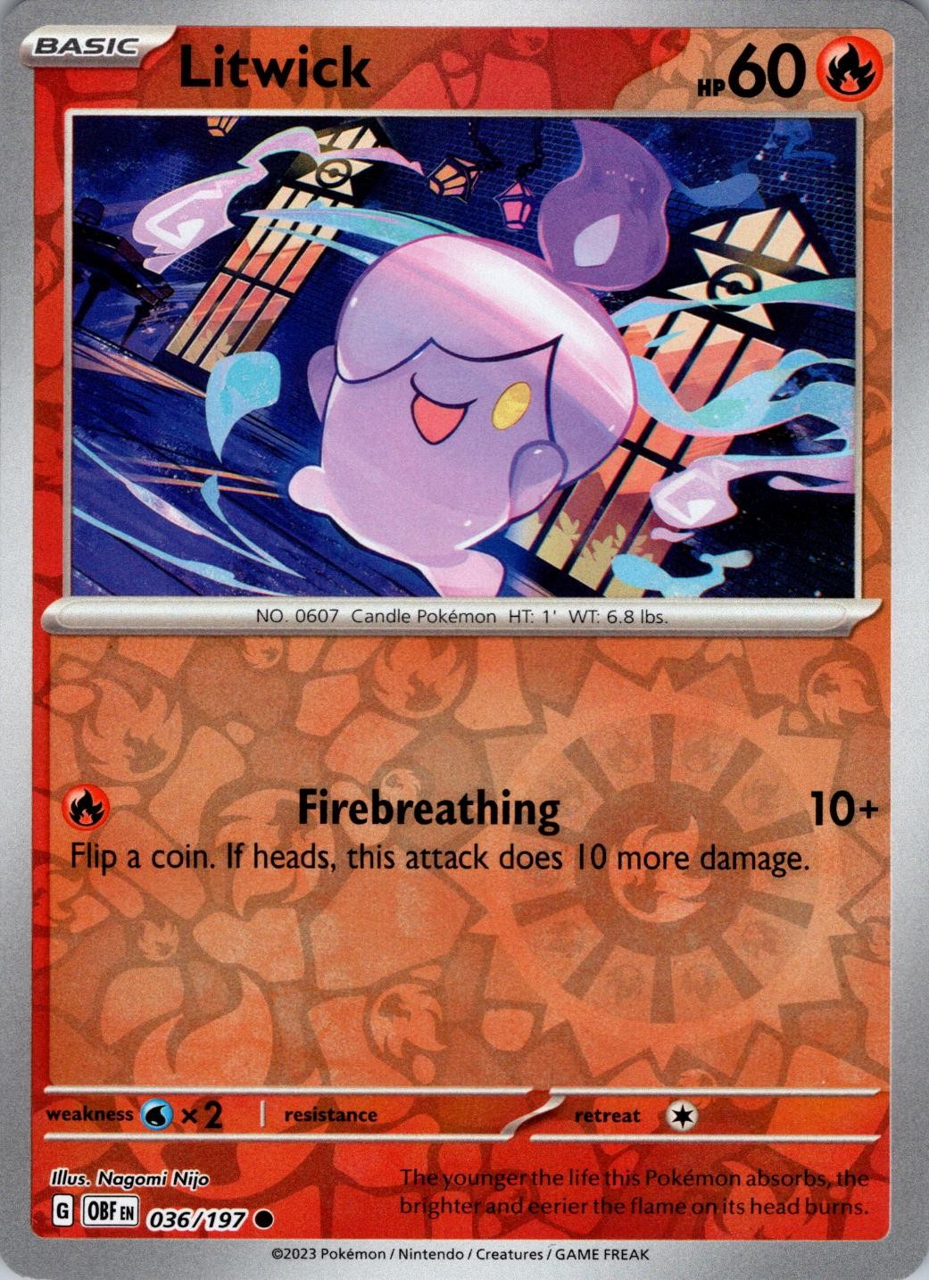 Litwick OBF - 036/197 - Near Mint - Reverse Holofoil - Common - Pokemon -EN