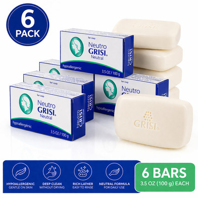 6 Pack Neutral Soap, Jabon Neutro, Grisi 3.5 Oz. X 6 Units