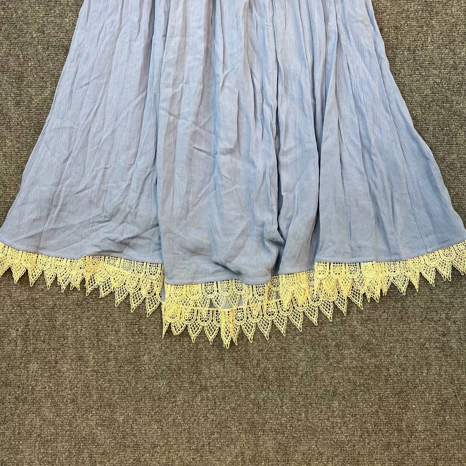 Maxi Vestido para Mujer Nina Leonard Azul Rayón Encaje Borde XL Forrado Boho Verano Foto 2 de 4