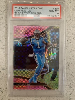 2018 Panini National Select - Field Level Cam Newton #298 Pink Prizm 1/1 Gem 10