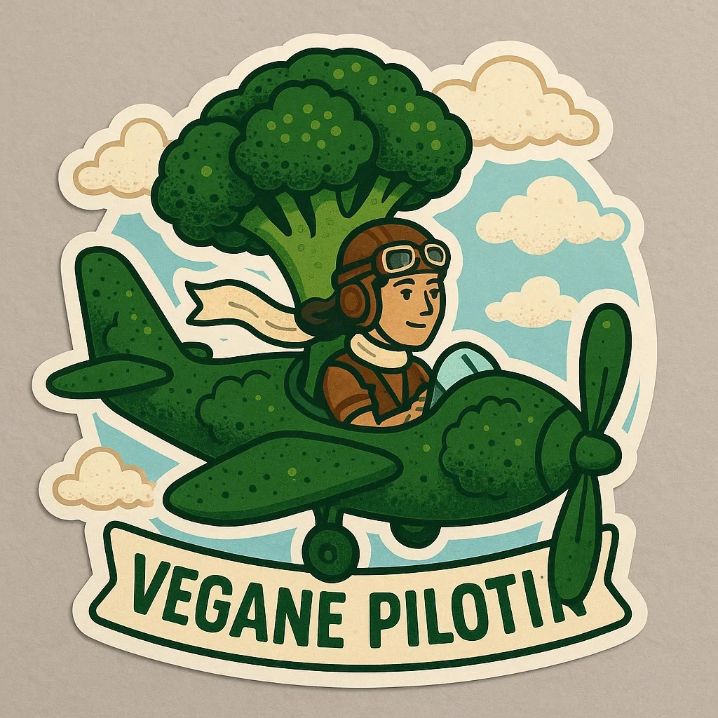 Funny VEGAN Cartoon Car Sticker 9x9cm - Funny Vegan Sticker for Car