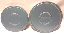 2 Vintage Blue Metal 8mm Film Reels and Canisters 6" Compco 7" No Name B2