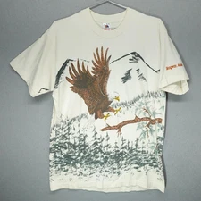 Vintage Art Unlimited Shirt Mens Large Bald Eagle Skagway Alaska Made USA 90s