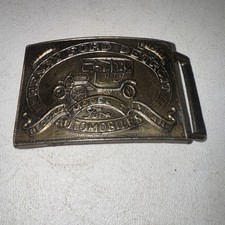 VTG Henry Ford Brass Belt Buckle Detroit Automobiles Record Year Model T Car