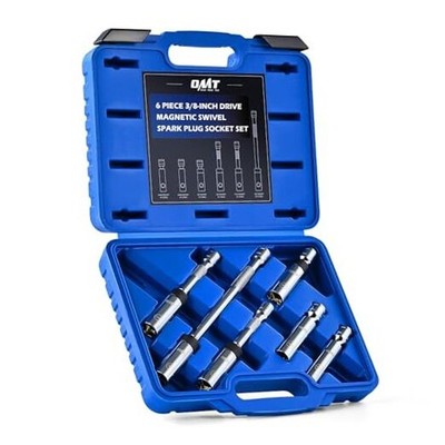 6pc 3/8'' Drive Magnetic Swivel Spark Plug Socket Set - Thin 6pc Standard Set