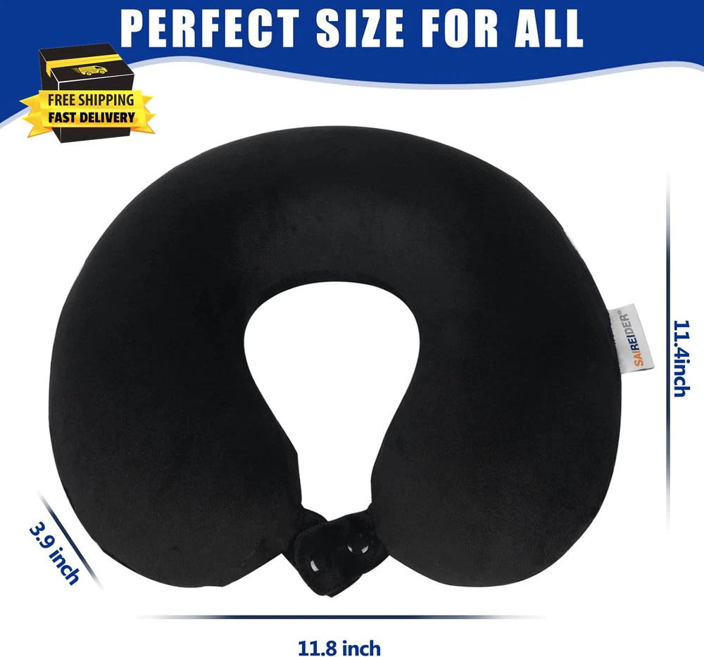Memory Foam Travel Neck Pillow for Airplane Comfort and Support